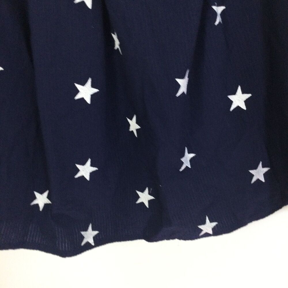Lauren James Womens Stars Print Off the Shoulder Seersucker Bow Top Navy White L - Picture 4 of 11